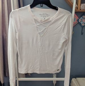 White ribbed cropped long sleeve